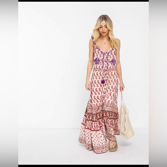 Raga / Anthropology Blooming Trails ruffle strap printed maxi dress in multi NWT - Picture 1 of 16